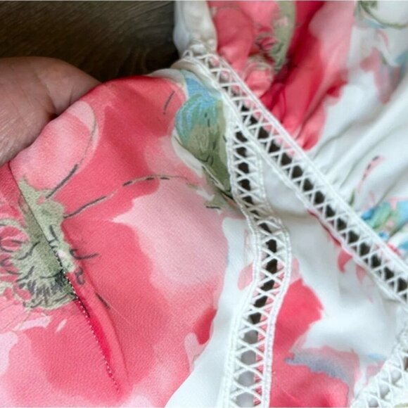 Two Sisters The Label Floral Halter Mini Dress High Neck White Pink Size Large - Picture 8 of 15